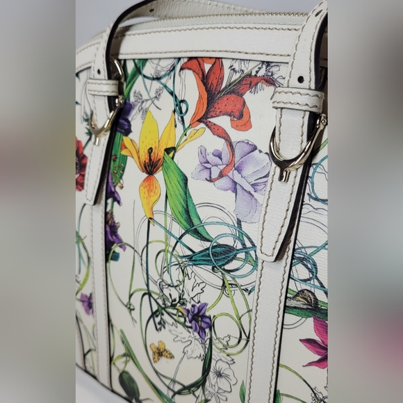 Gucci Flora White Leather Dome Bag - Picture 3 of 16